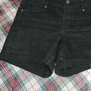 Women's Black Slip Up Jean Shorts